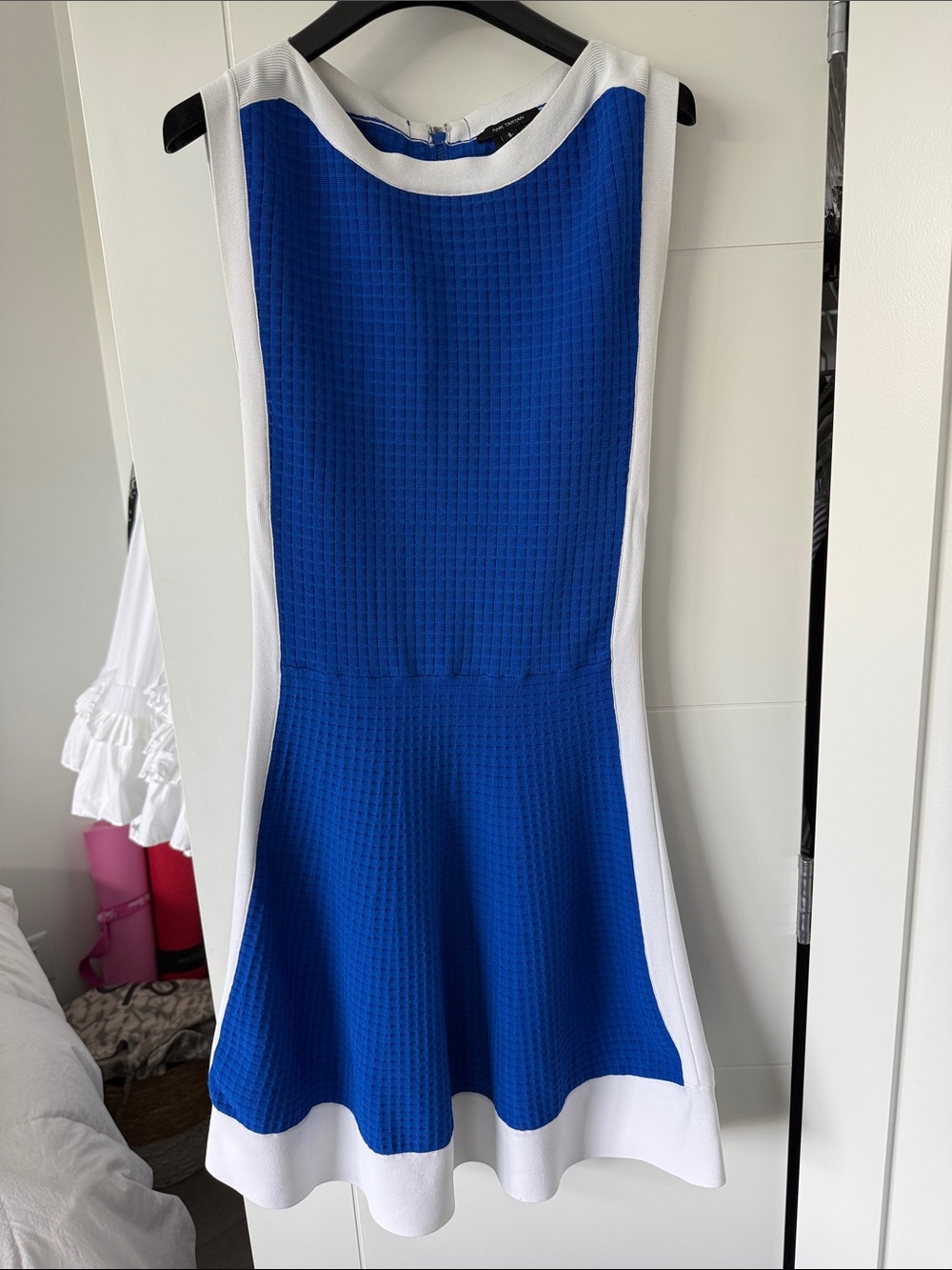 Pink Tartan Blue and White Sleeveless Fit-and-Flare Dress